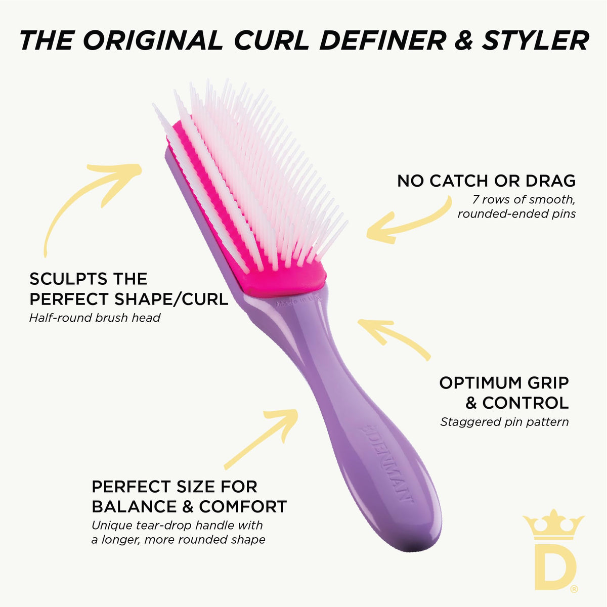Denman D3 detangling wet hair demonstrating gentle tension and reduced breakage