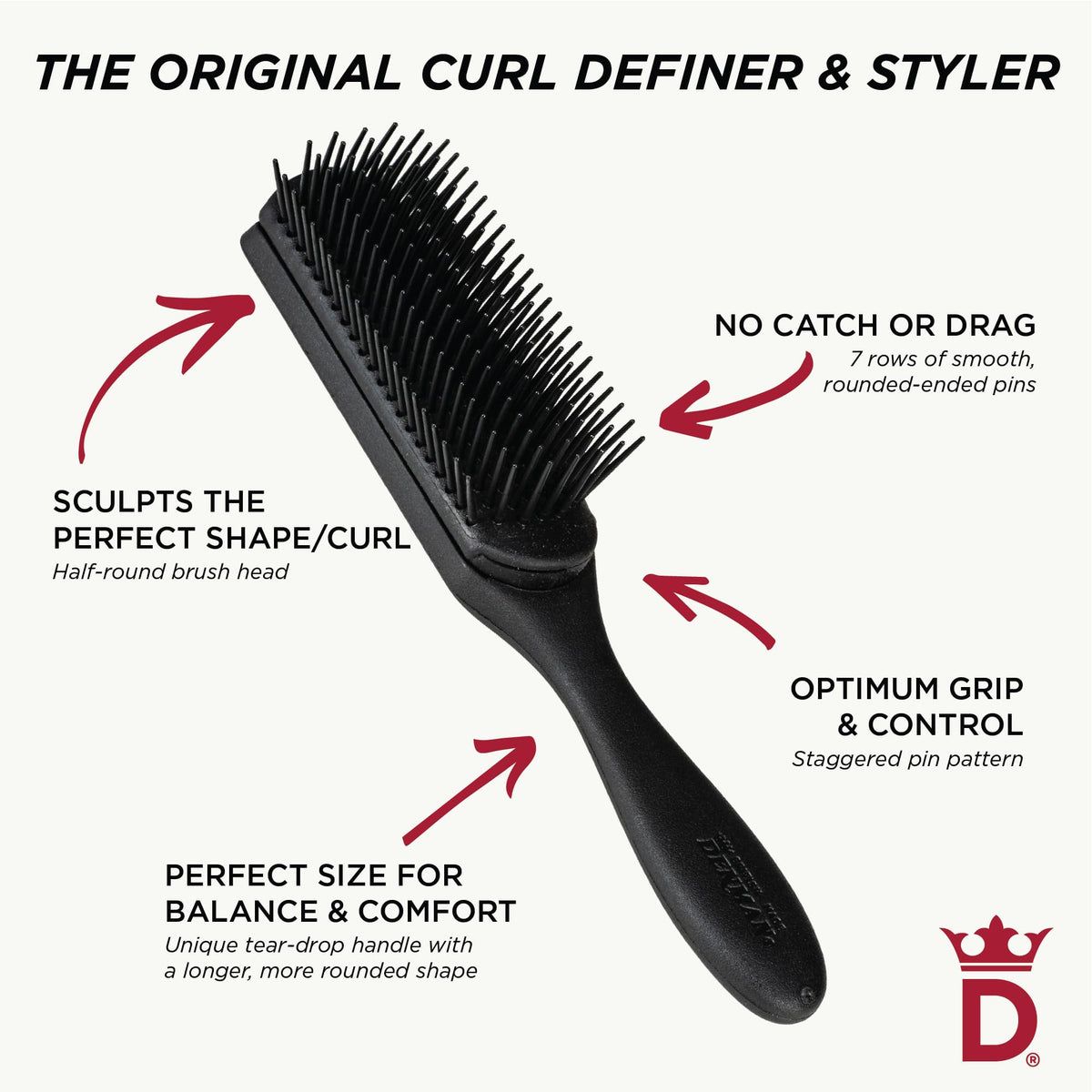 Denman D3 used on wet hair to demonstrate curl clumping and defined ringlets