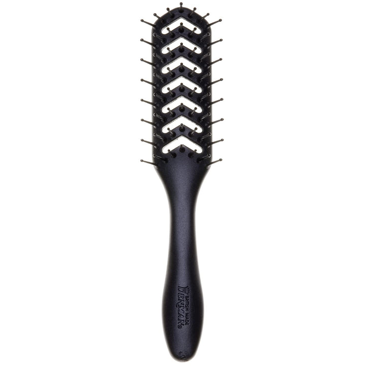 Denman brush front view showing vented design for faster drying and control