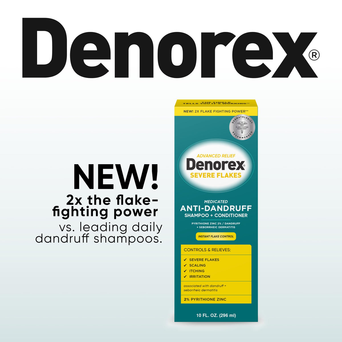 Denorex back label close-up showing ingredients and usage directions