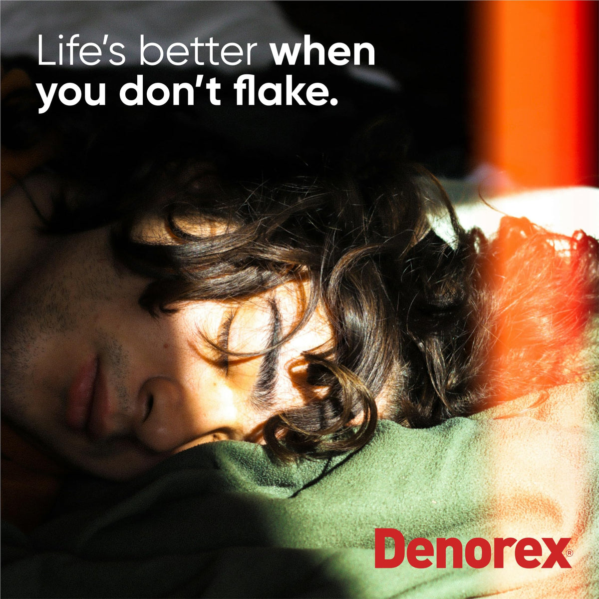 Denorex on bathroom shelf in lifestyle setting for daily routine
