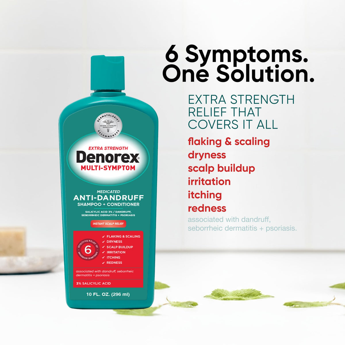 Denorex flip cap detail for easy dispensing and controlled use