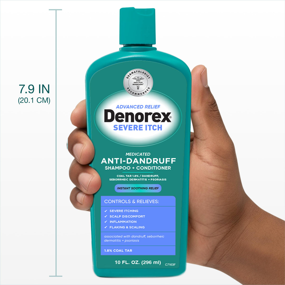 Denorex coal tar ingredient visual emphasizing targeted scalp control