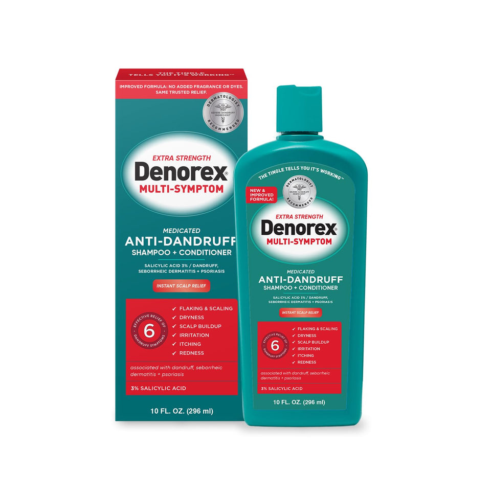 Denorex front bottle showing label and product benefit