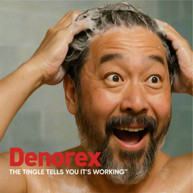 Denorex being poured into hand demonstrating easy controlled use