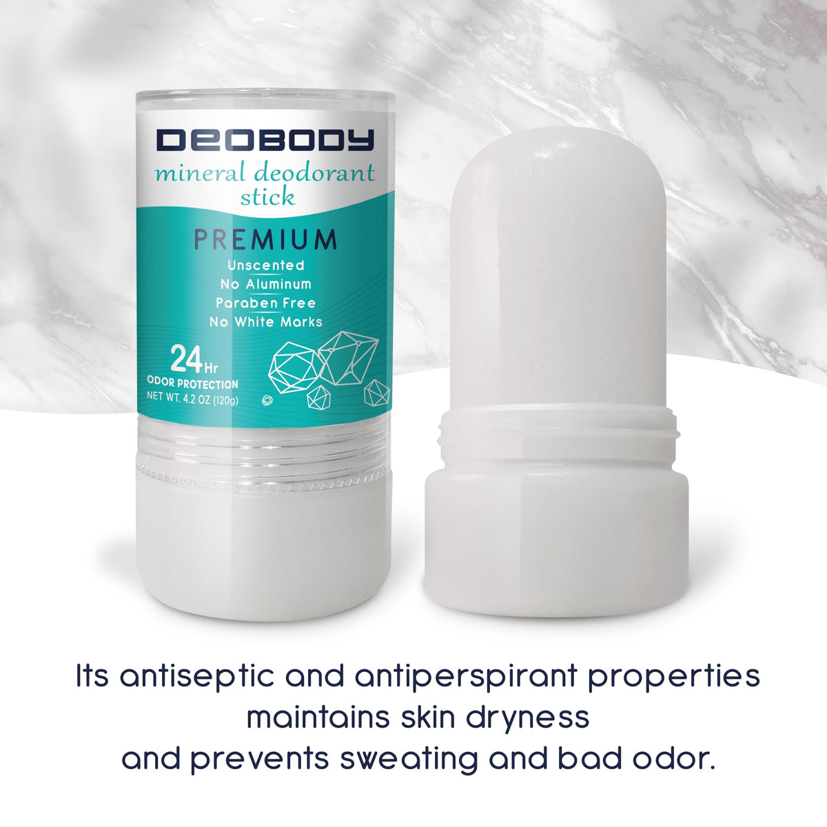 DEOBODY recyclable packaging and label emphasizing eco-friendly, vegan benefit