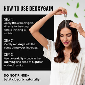 Deoxygain serum applied to scalp demonstrating targeted follicle coverage