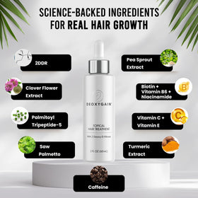 Deoxygain dropper dispensing serum showing controlled application benefit