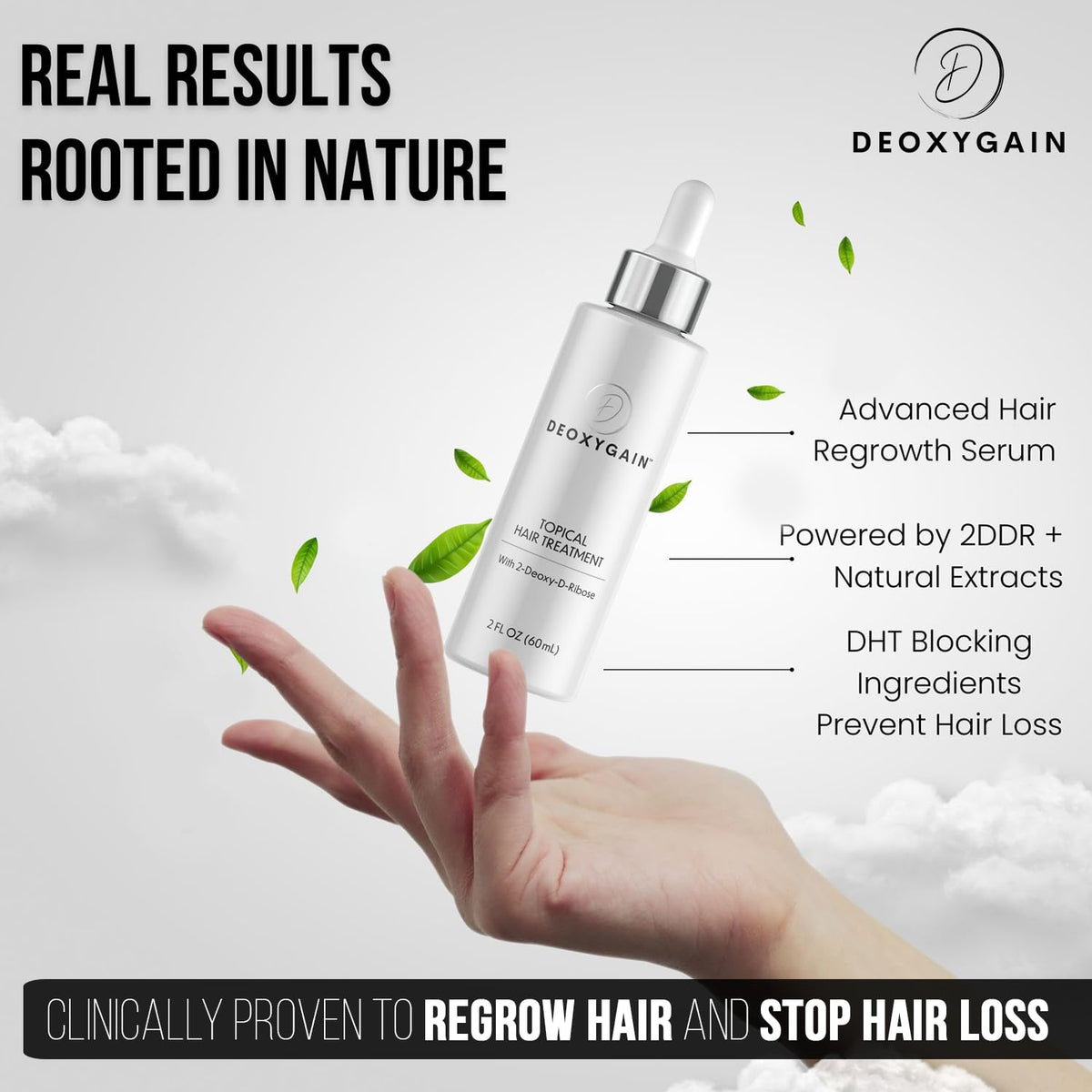 Deoxygain clear gel texture close-up highlighting quick absorption benefit