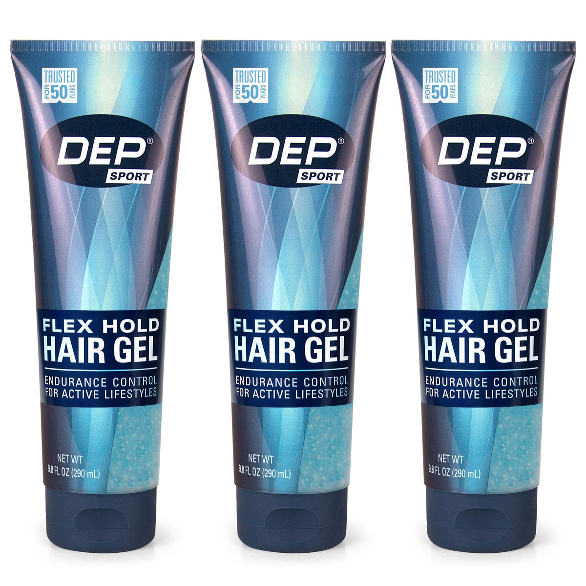 Dep front packaging showing three 9.8 oz jars and bold branding for reliable hold