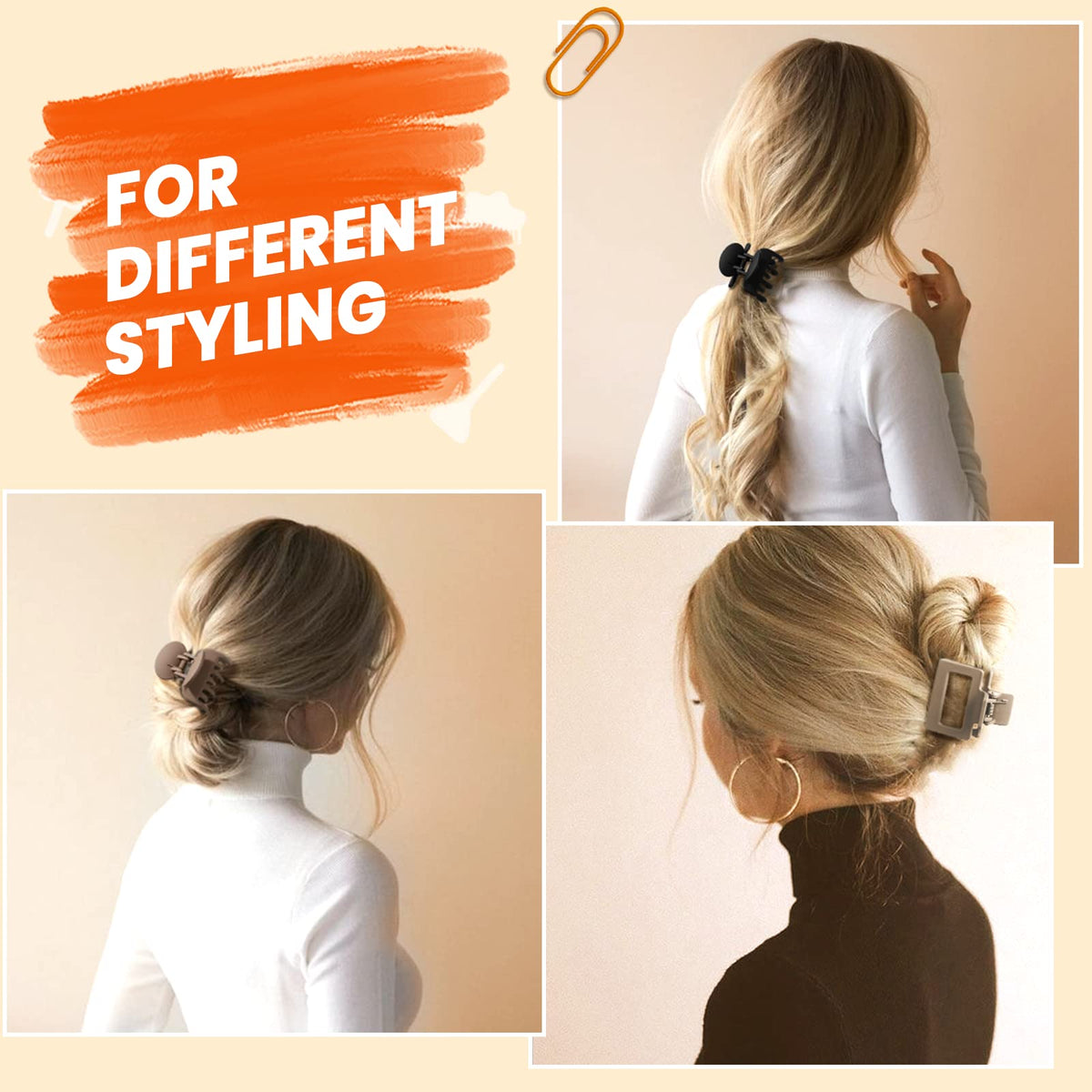 DEPOKA four neutral colored clips laid flat matching hair tones and outfits