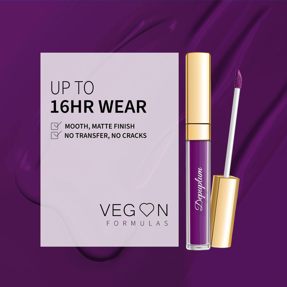 Depuplum DM22 lip swatch on model highlighting matte finish and bold color