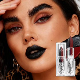 Depuplum matte red swatch on skin illustrating rich pigment and smooth, lightweight finish