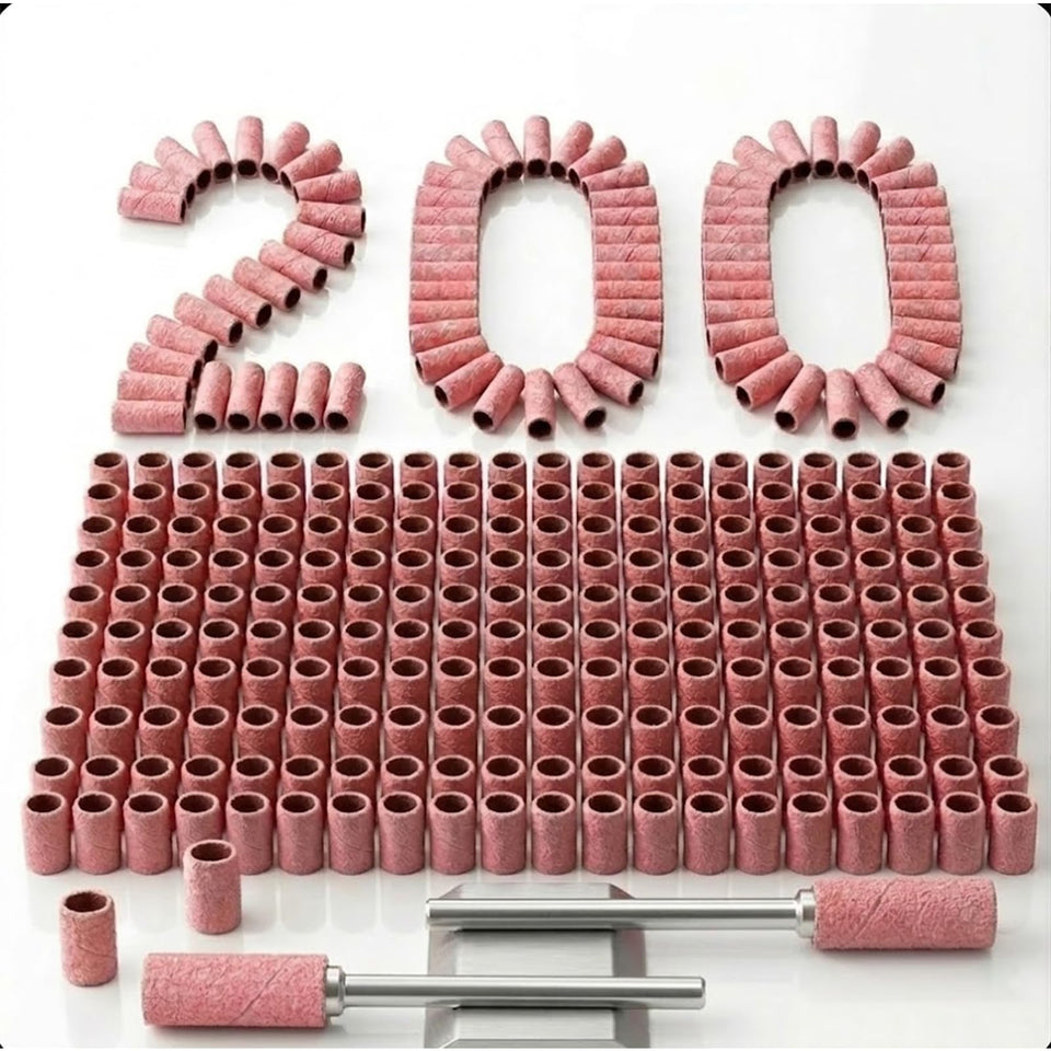 Depvko front packaging showing 200 mini sanding bands and two mandrels for long-lasting supply
