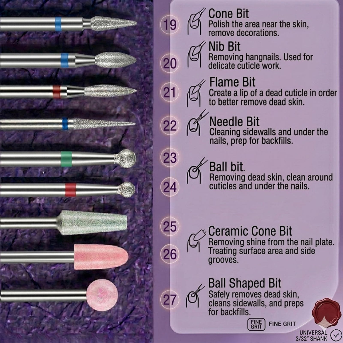 Depvko nail drill in use with bit on acrylic nail demonstrating precise removal and control benefit
