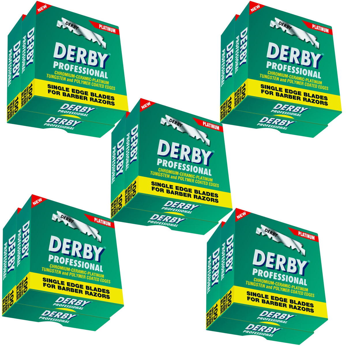 Derby packaging front showing 1000 blades and clear quantity benefit