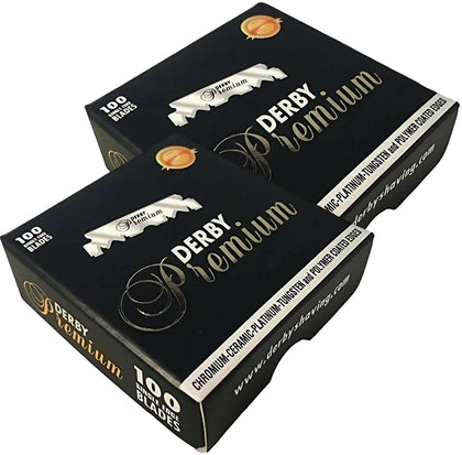 Derby front packaging showing 200-count blades and clear labeling for long-lasting supply