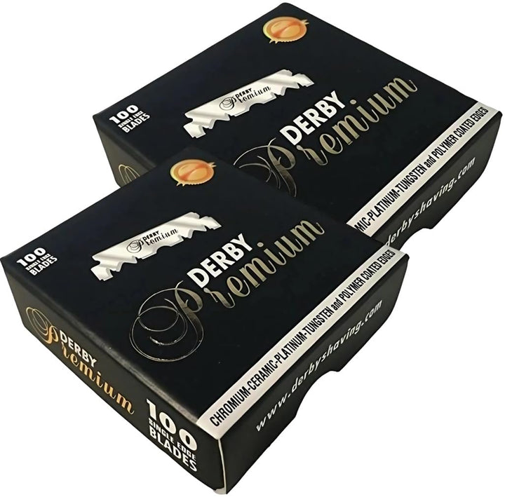 Derby front packaging showing 200-count blades and clear labeling for long-lasting supply