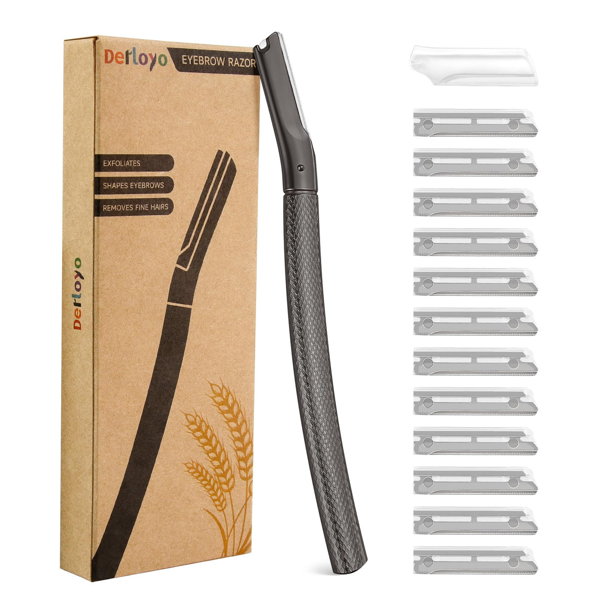 derloyo metal razor front view showing sleek design and precise control