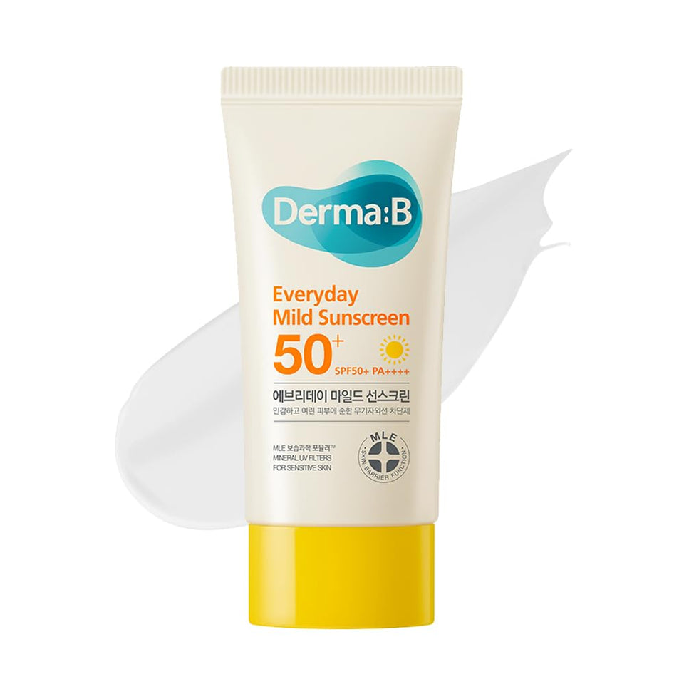 Derma B front packaging showing tube and SPF50+ protection benefit