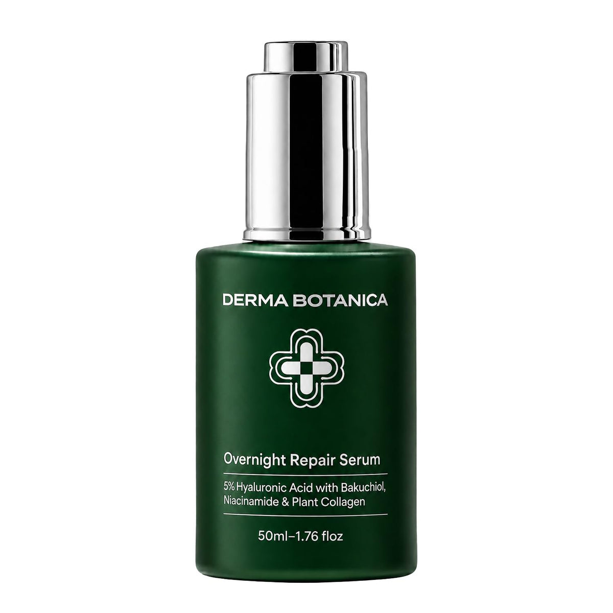 Derma Botanica front packaging showing sleek bottle and calming design benefits nighttime use