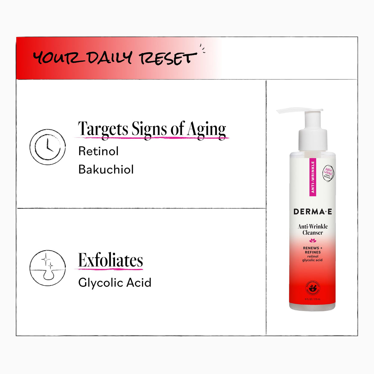 Derma E cleanser on bathroom counter in use for daily skincare routine