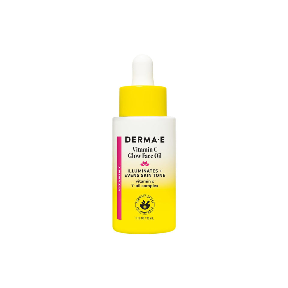 Derma E front bottle showing clean packaging and product benefit of radiance