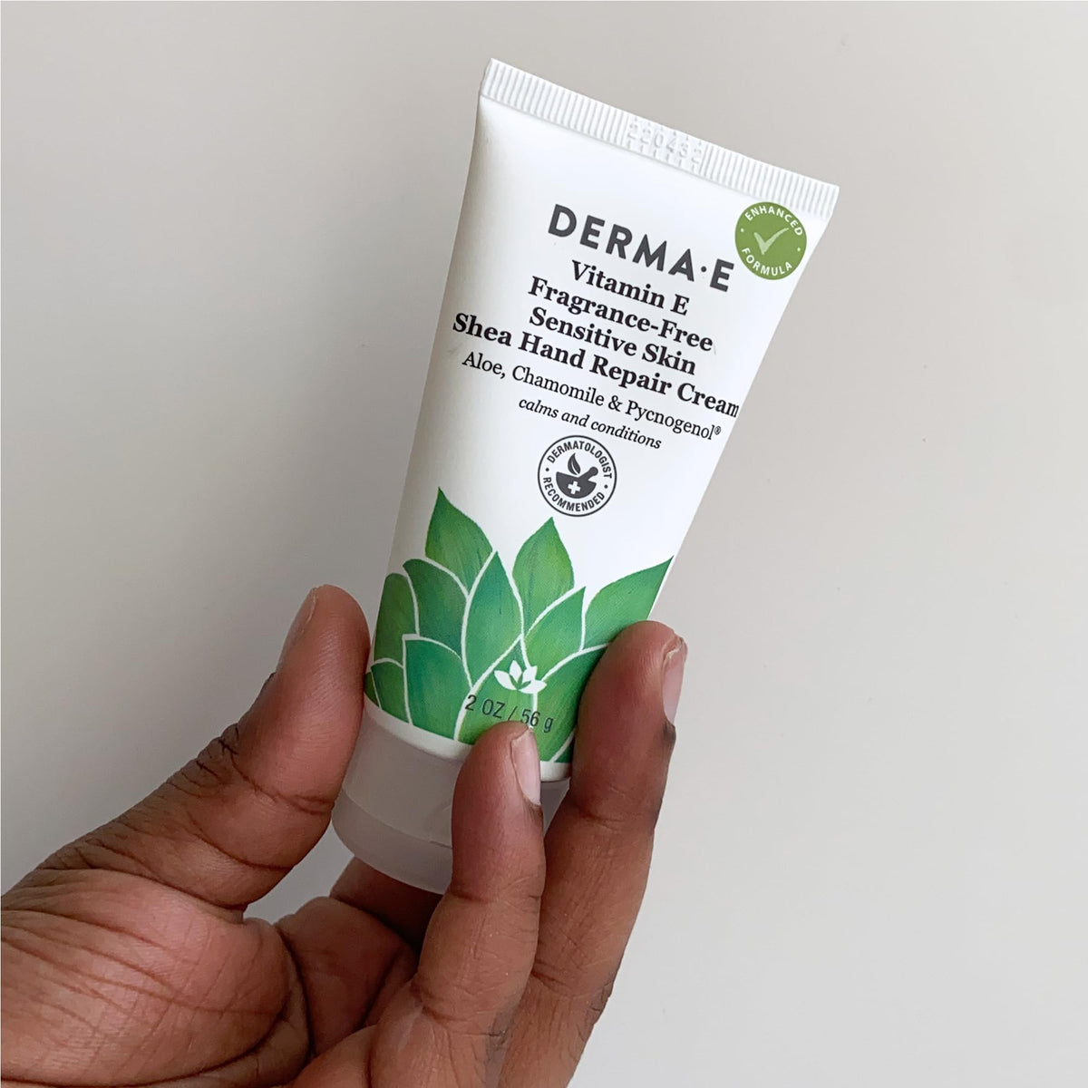 Derma E label ingredient list close-up confirming clean, vegan formula benefit