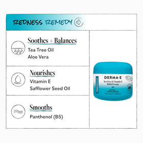 Derma E on a bathroom shelf in a lifestyle setting promoting everyday calming care