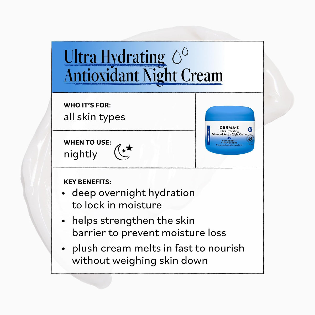 Derma E being applied on hand to show smoothing and softening benefit