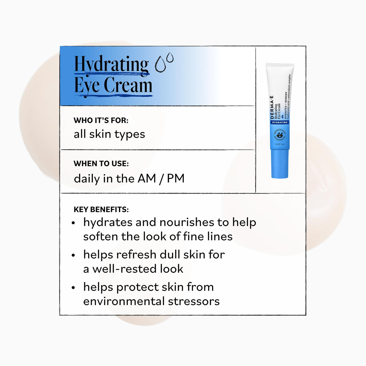 Derma E packaging label details listing clean ingredients and benefits
