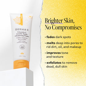 Derma E texture close-up revealing creamy paste and gentle exfoliation benefit
