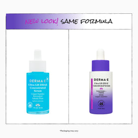 Derma E 1oz Ultra Lift bottle in hand to show product size and travel-friendly scale