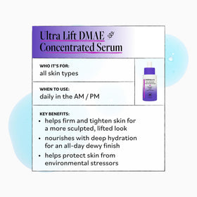 Derma E applying Ultra Lift serum along jawline demonstrating targeted firming