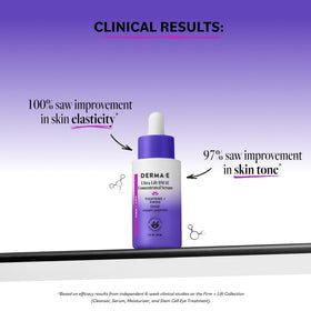 Derma E dropper dispensing Ultra Lift DMAE serum to show lightweight texture