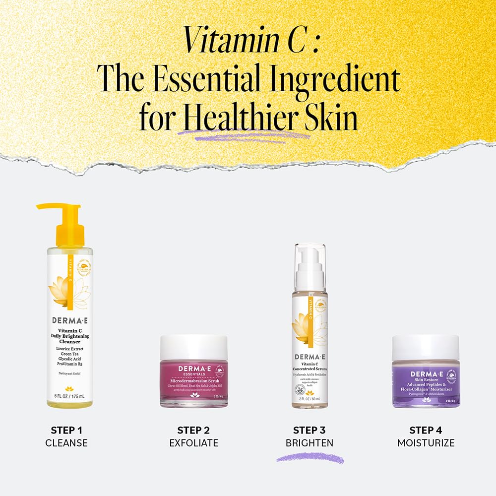 Derma E bottle on bathroom counter suggesting daily routine benefit
