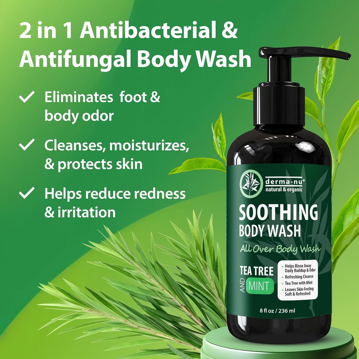 Derma-Nu being used on feet in shower illustrating odor-control benefit