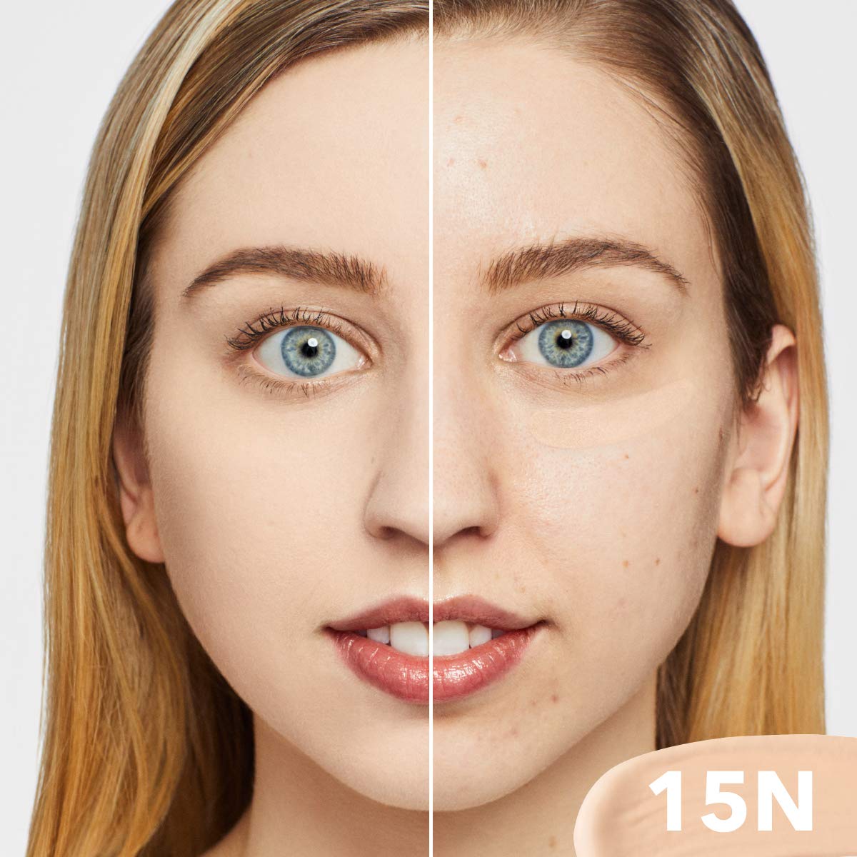 Dermablend applied under eye illustrating concealment of dark circles and brightening