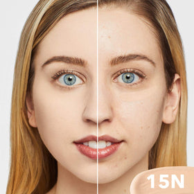 Dermablend applied under eye illustrating concealment of dark circles and brightening