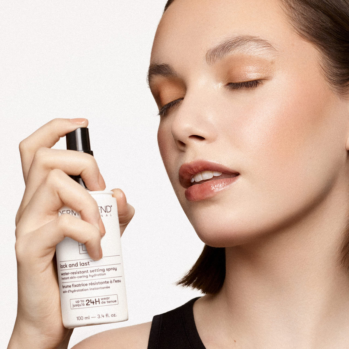 Dermablend fine mist close-up demonstrating even spray and lightweight coverage benefit