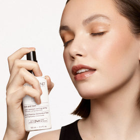 Dermablend fine mist close-up demonstrating even spray and lightweight coverage benefit