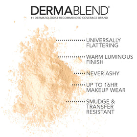 Dermablend loose powder texture close-up highlighting luminous finish