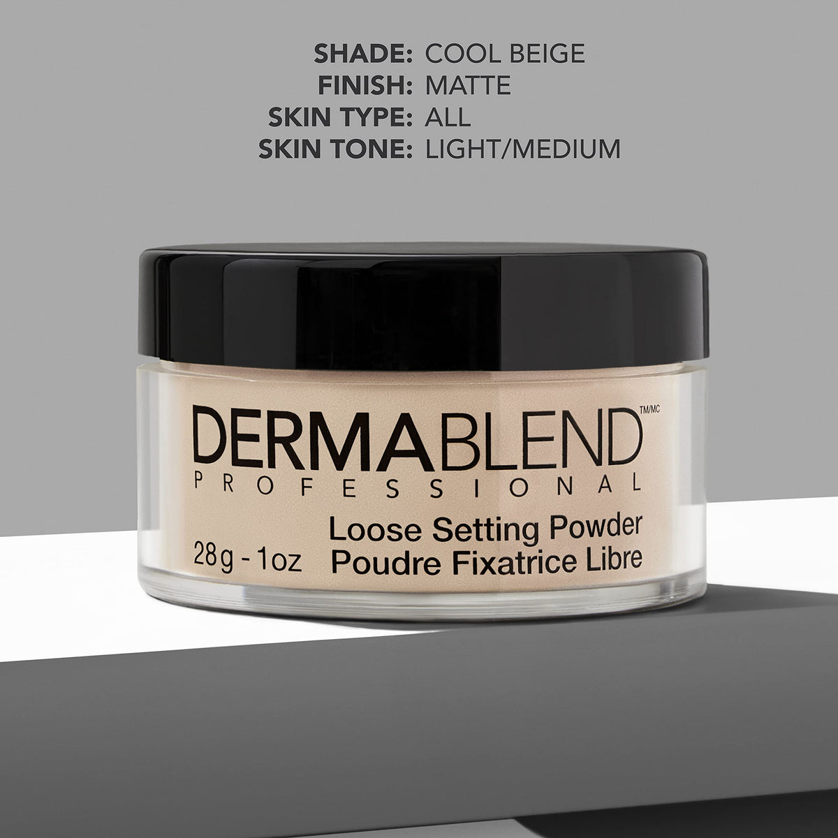 Dermablend powder used to set under-eye concealer for crease-free, longwear benefit