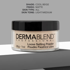 Dermablend powder used to set under-eye concealer for crease-free, longwear benefit