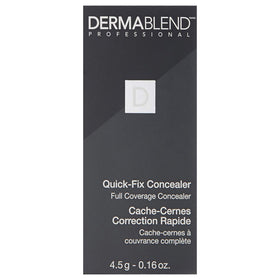 Dermablend Quick Fix held in hand for scale showing portable size and on-the-go convenience