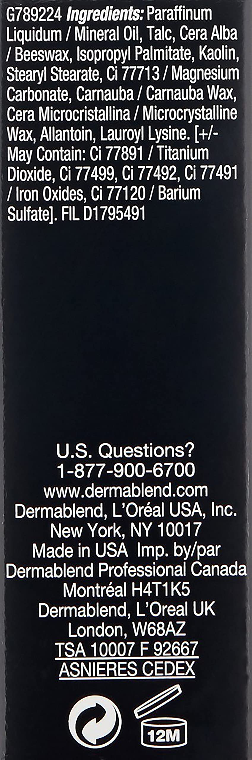 Dermablend product label close-up showing sensitive skin formulation benefit