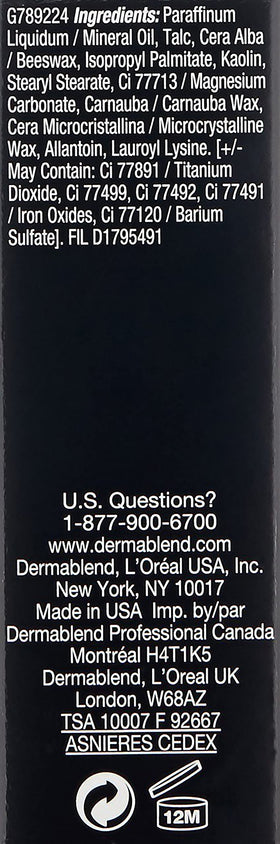 Dermablend product label close-up showing sensitive skin formulation benefit