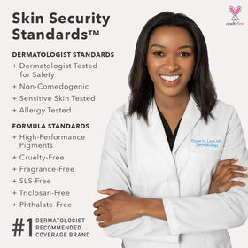 Dermablend shade swatches on arm showing color range for matching