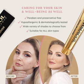 Dermacol before and after split-face demonstrating concealing power