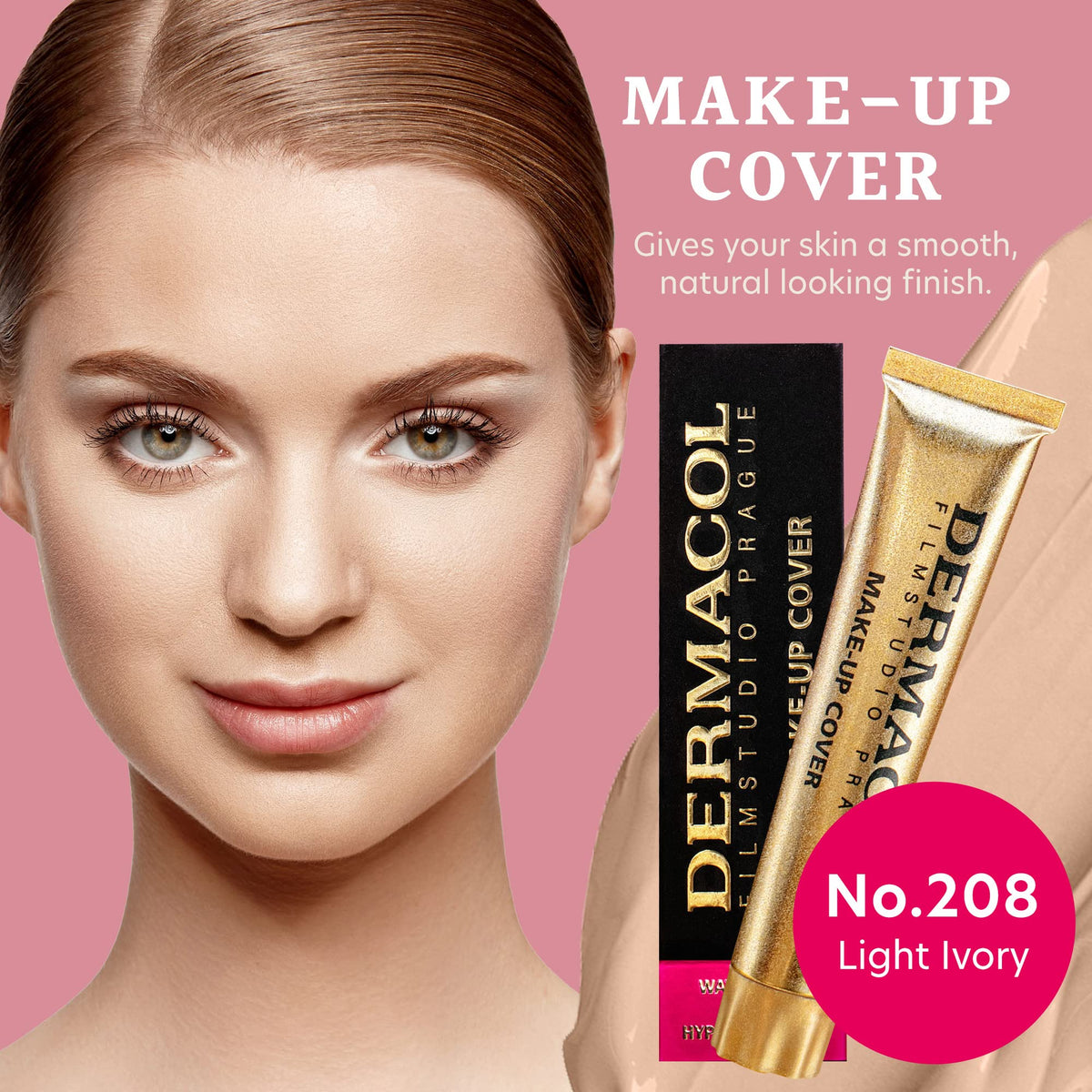 Dermacol foundation texture swirl on white, shows blendability benefit